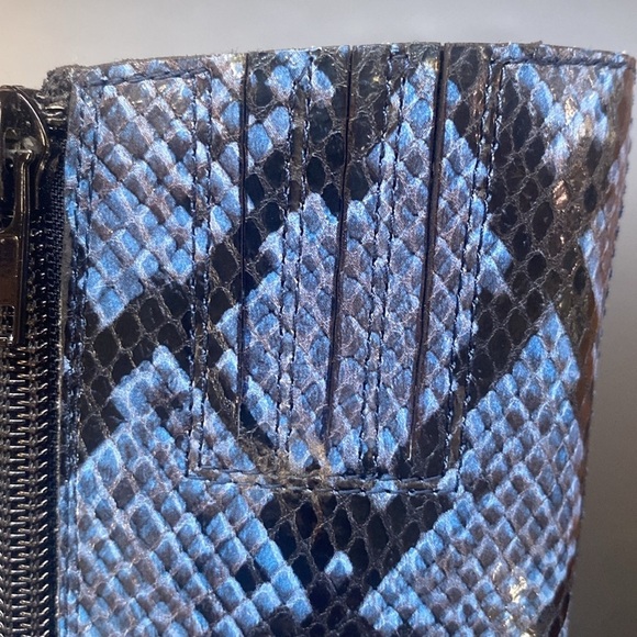 Jeffrey Campbell Heeled Leather Black blue Snake Mid Height Zip Boots Sz 7.5 - Picture 8 of 11